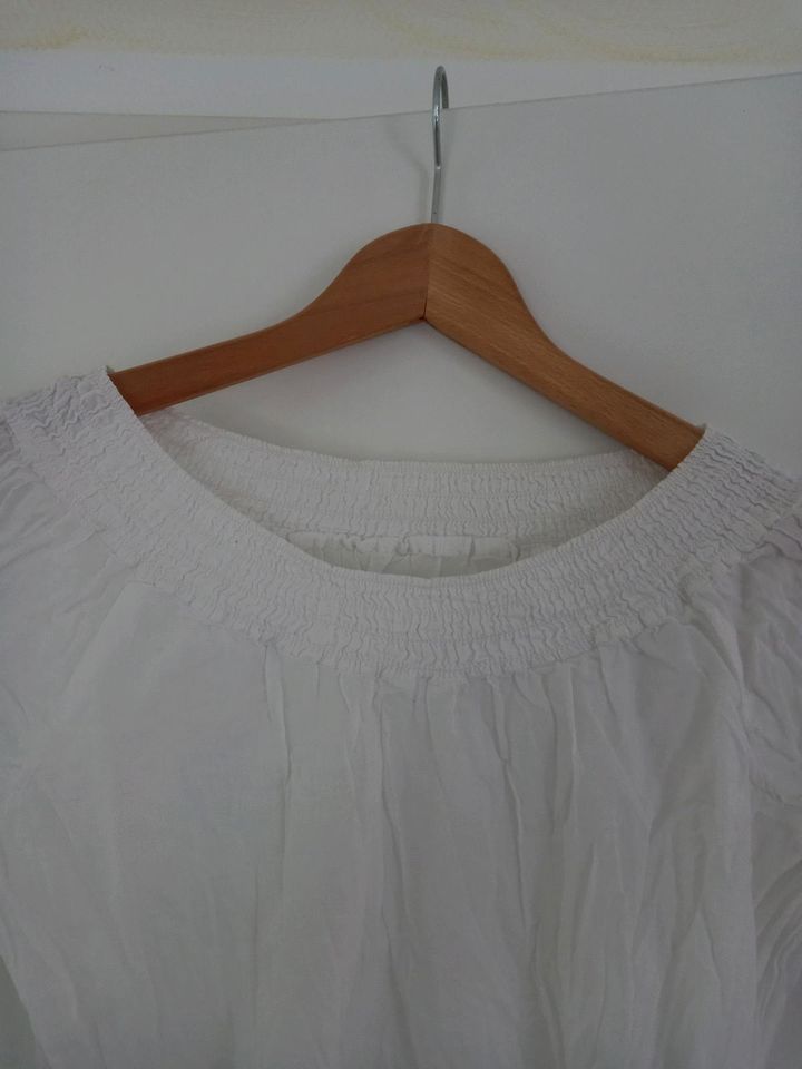 Damenbluse Tunika off shoulder TCM Tchibo weiß neuwertig 36/38 in Schauenburg