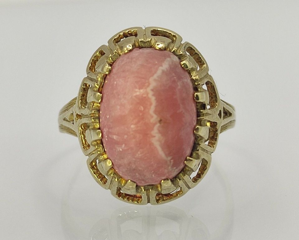 60er Jahre Rhodochrosit Modernist Ring 333 Gold 8 k in Reinstorf