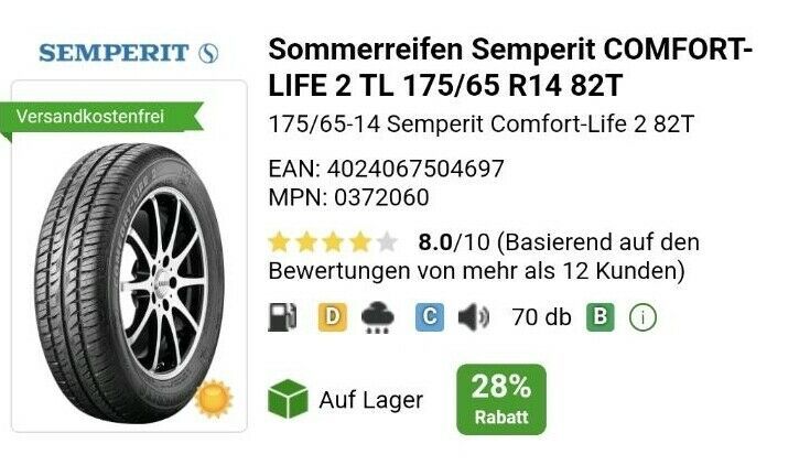 REIFEN Comfort Alpine proven Sommerreifen 4x 175/65 R 14 82 T in Hamburg