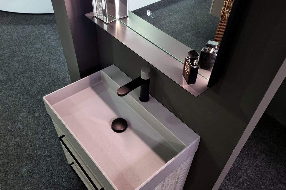 Moderne Gäste-WC Badmöbel Waschtisch 60 x 40 cm, Kunstgranit Waschbecken grau, designer Badezimmermöbel 1.058,- €* in Bad Essen