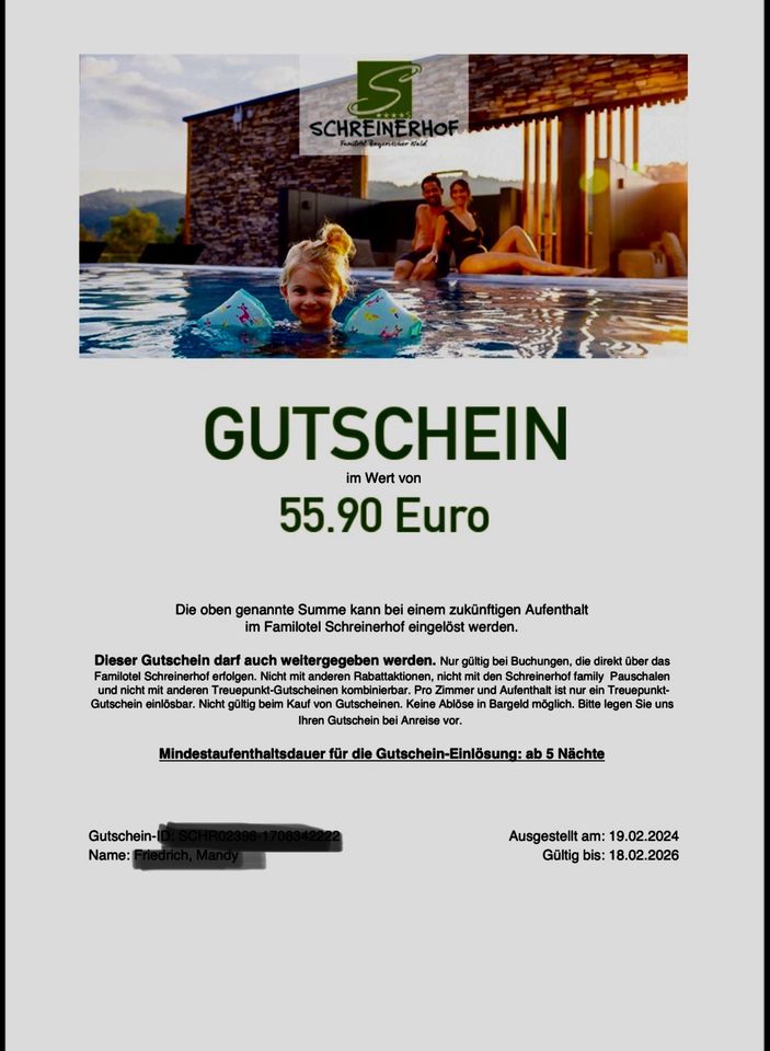 Gutschein Familotel Schreinerhof in Saale-Holzland-Kreis