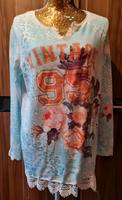 Blaues Damen Shirt mit Blumen Muster / Gr. 42 / tredy! Niedersachsen - Eschershausen Vorschau