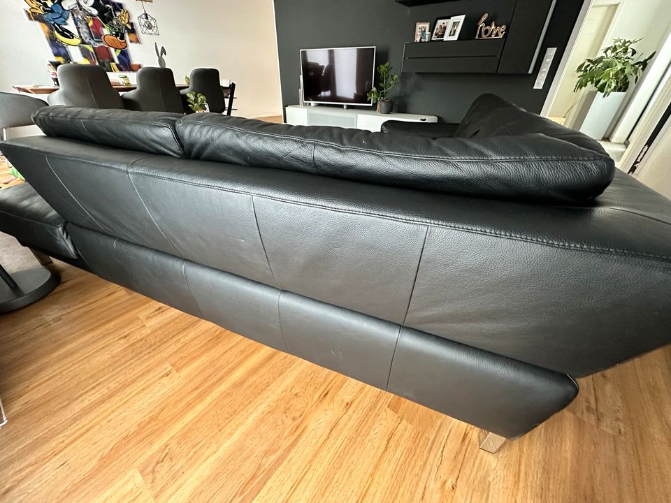 Sofa / Couch Schwarz Leder Musterring in Hamburg