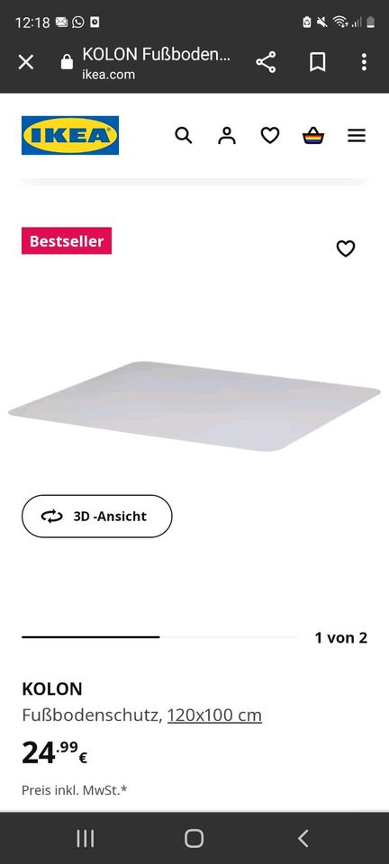 Fußbodenschutz Matte Ikea transparent in Asperg