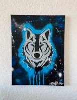 UNIKAT Graffiti Leinwand Bild WOLF Tier Dekoration streetart Sachsen-Anhalt - Magdeburg Vorschau