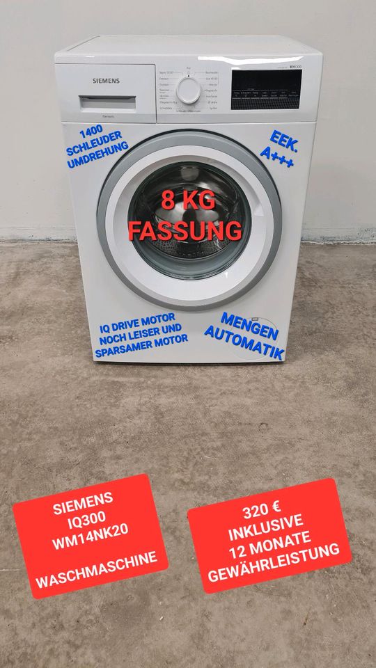 SIEMENS WM14NK20 WASCHMASCHINE •8KG•A+++•1JAHR GEWÄHRLEISTUNG in Hamburg  Barmbek - Hamburg Barmbek-Süd | Waschmaschine & Trockner gebraucht kaufen |  eBay Kleinanzeigen ist jetzt Kleinanzeigen