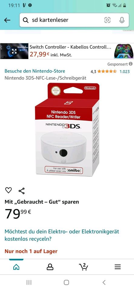 Nintendo ds lese/schreibgerät in Mühlhausen