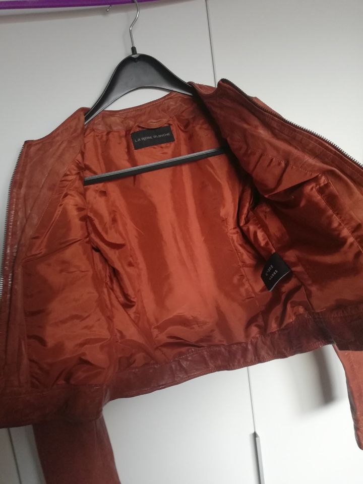 Lederjacke Echtleder cognac braun 38 M la reine blanche gesteppt in Plochingen