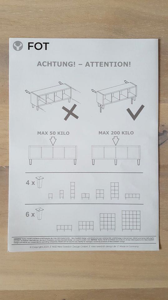 4 FOT Möbelfüße f. IKEA KALLAX - Weiß - 16 cm hoch - Pyramide TOP in Paderborn