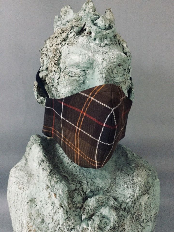 Barbour-Stoff Tartan Mundschutz Atem-Schutz-Maske selbstgenäht in Filderstadt