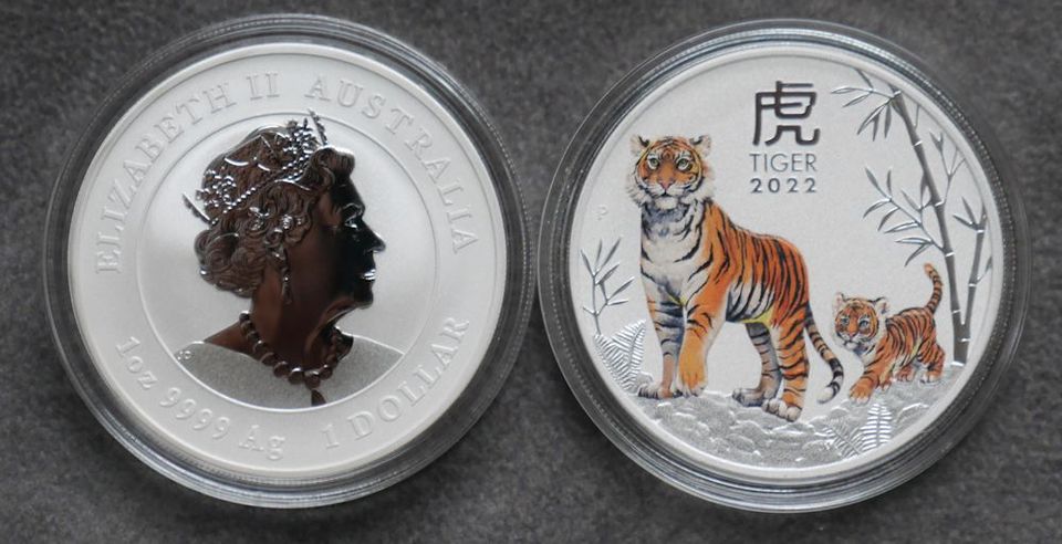 1 Dollar SILBER Australian Lunar 3 Tiger 2022 Farbe 1 Oz in Werder (Havel)