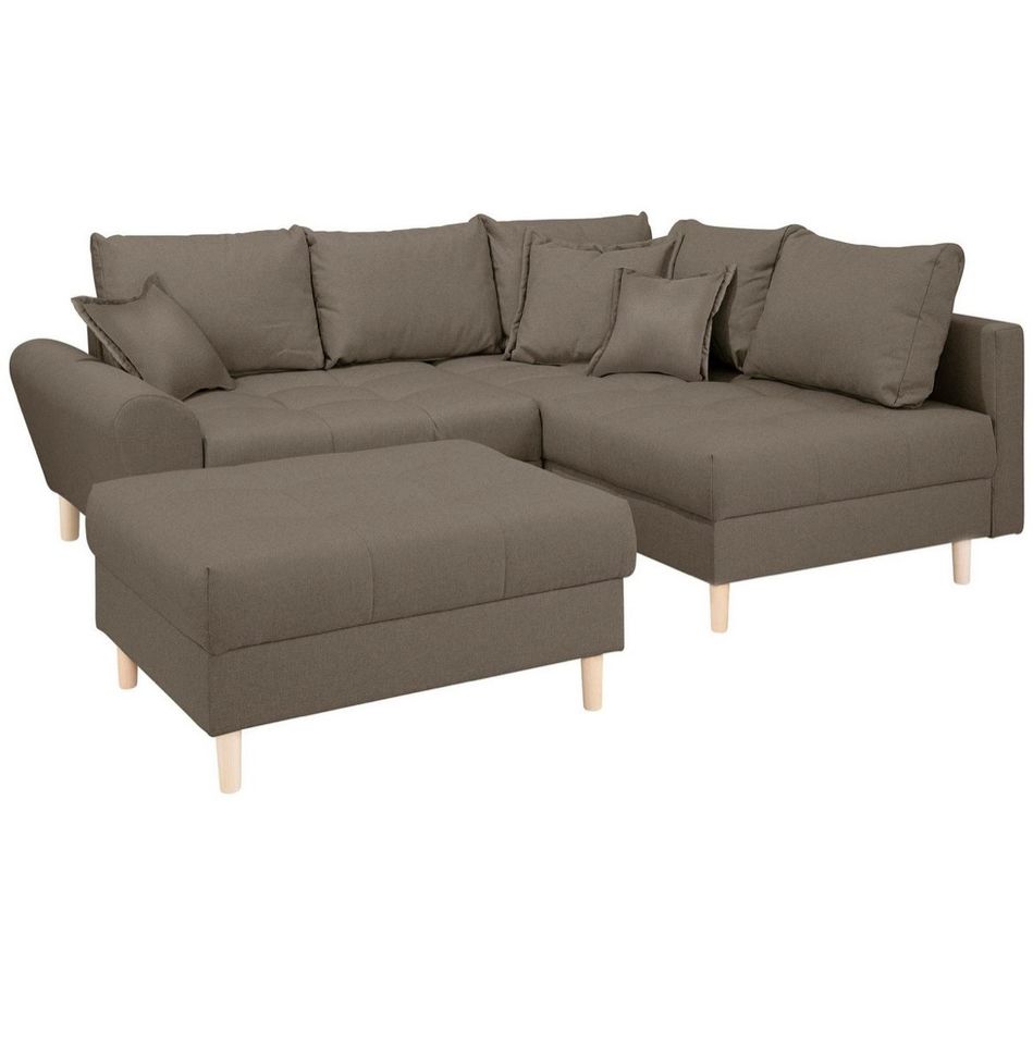 Ecksofa Set, mit Hocker, Massivholzfüße und Federkernpolsterung in Marburg