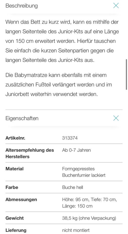 Leander Classic Babybett Kinderbett Gitterbett Buche Holzbett in Naumburg (Saale)