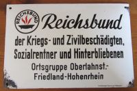 Emailschild Schild Emaille Emaile Emallie Reichsbund Militaria Ob Hessen - Mengerskirchen Vorschau