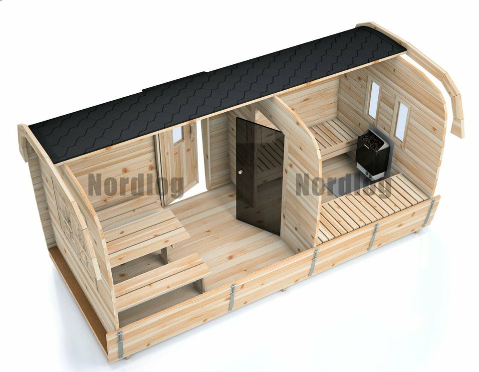 LUXURY NordLog SAUNA BUS 2,3 x 4,8m /Zweizimmer, Einfache Bänke/ in Weil der Stadt