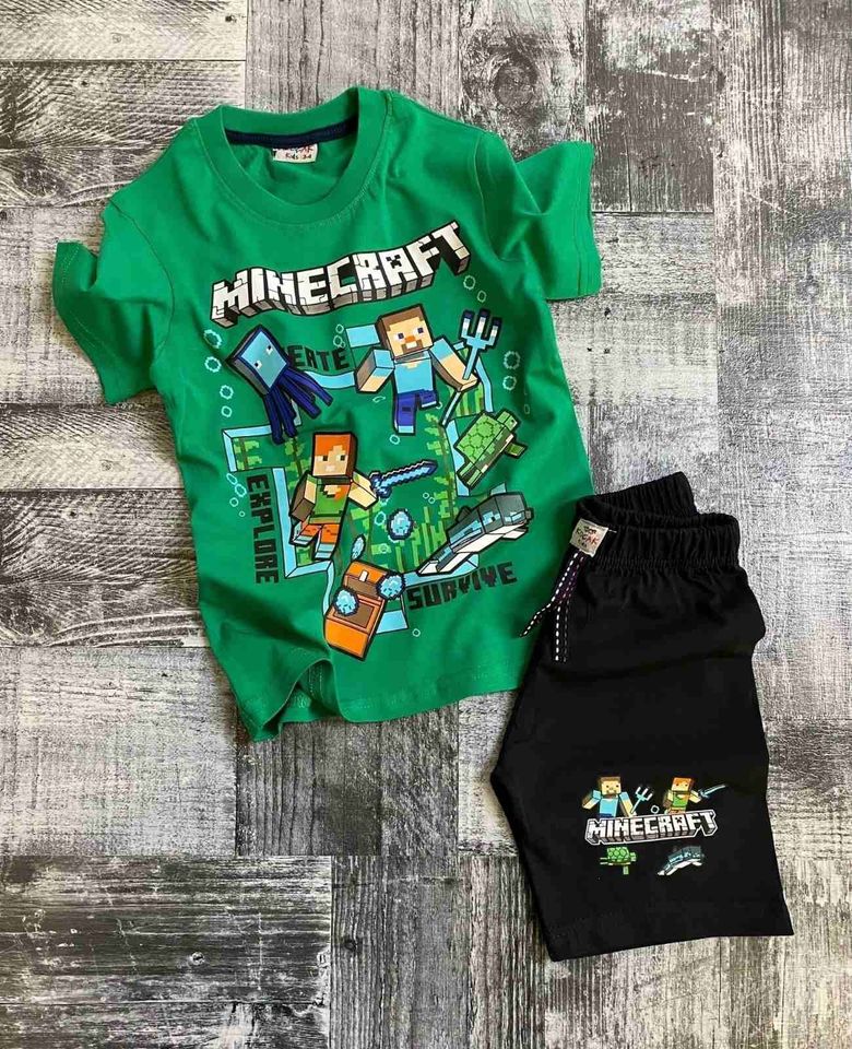 MINECRAFT Shirt Shorts kurze Hose Gr 110 116 NEU Set blau in München