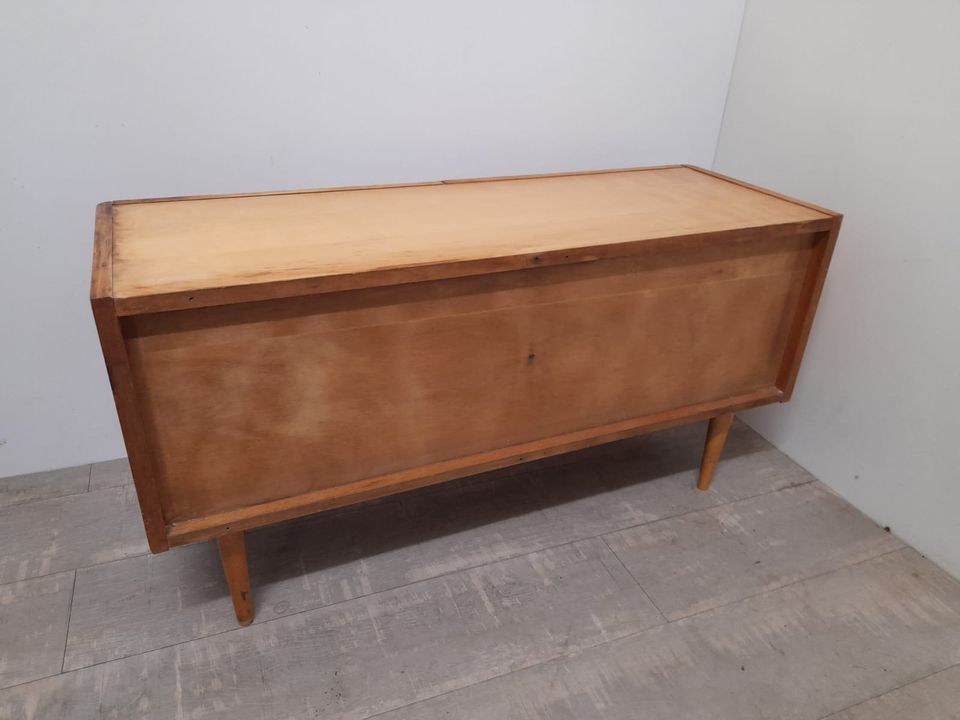 #B DDR Midcentury Sideboard Kommode Lowboard Holz Klappen 60er in Burgstädt