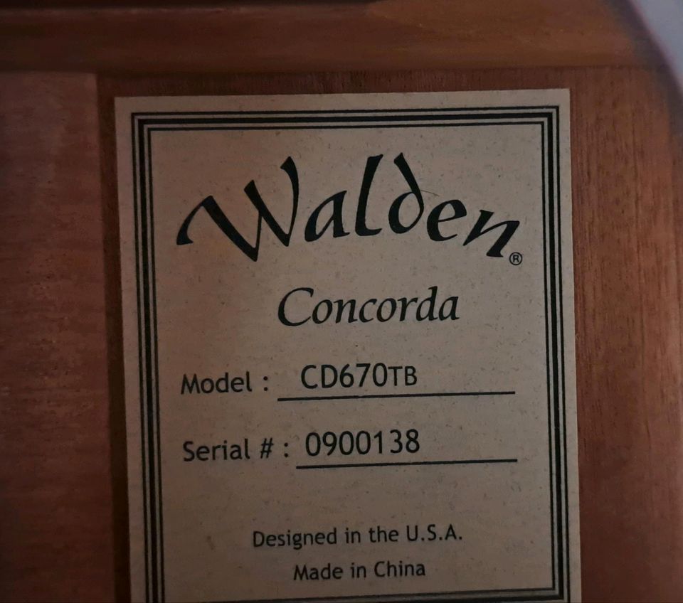 Walden Concorda TB 670 Limited Edition Westerngitarre in Plön 