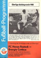 Fußballprogramm: FC Hansa Rostock - FC Energie Cottbus 1980 (AR) Berlin - Lichtenberg Vorschau