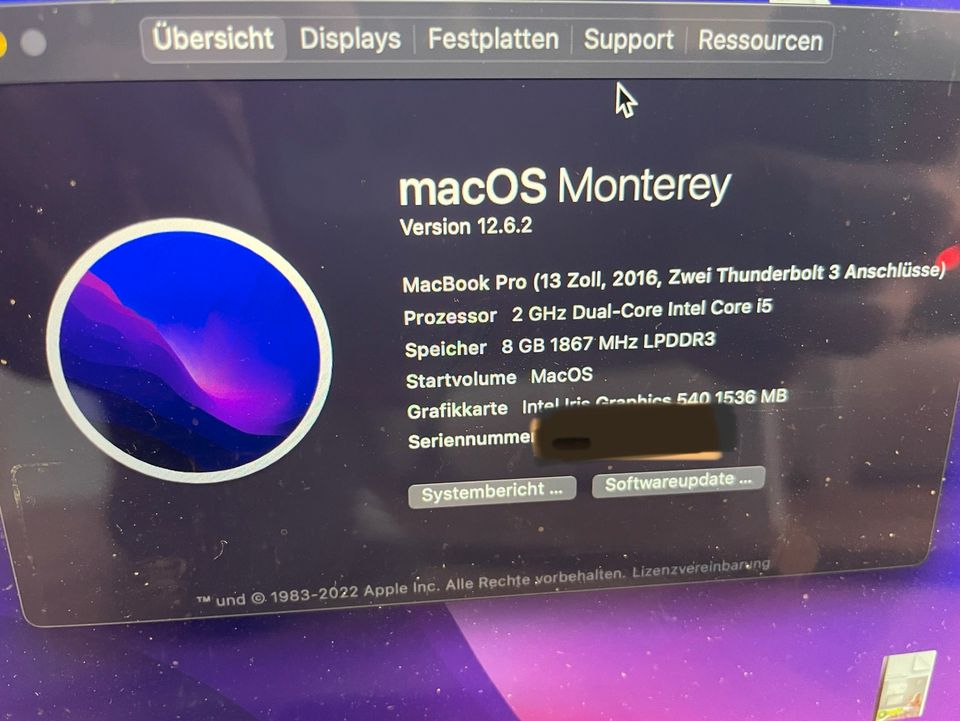 Apple MacBook Pro 2016 512GB SSD, 8GB RAM in Rodgau