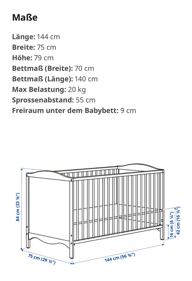 Babybett SMAGÖRA (IKEA), inkl. Matratze in Kaiserslautern