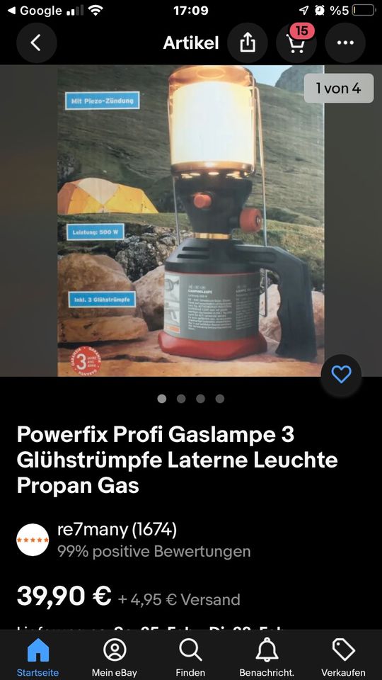 Camping Gaslampe 3 Glühstrümpfe Laterne Leuchte Propan Gas in Hamburg