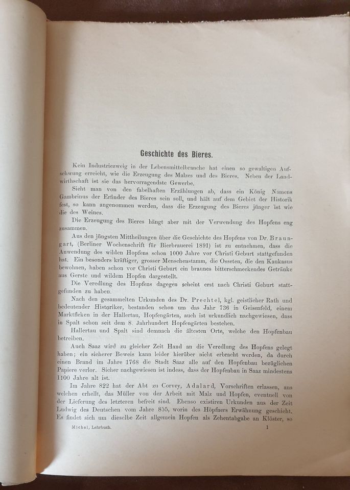 Buch : Geschichte des Bieres bis zum Jahre 1900 von Carl Michel in Pfarrkirchen