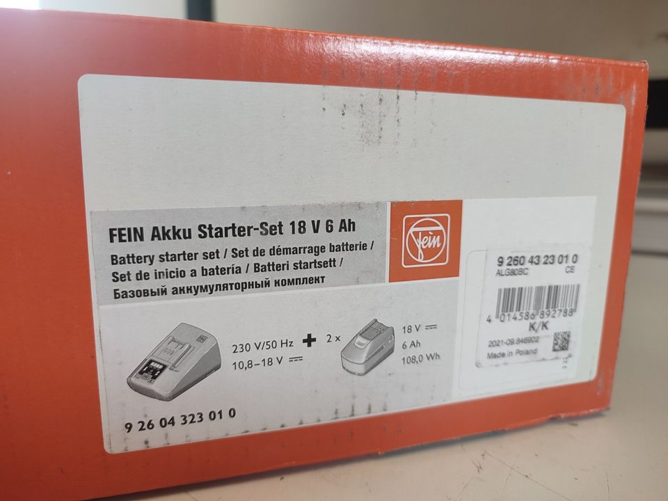 Fein Akku Starter Set ALG 80BC 18V 6.0AH in Rain Lech