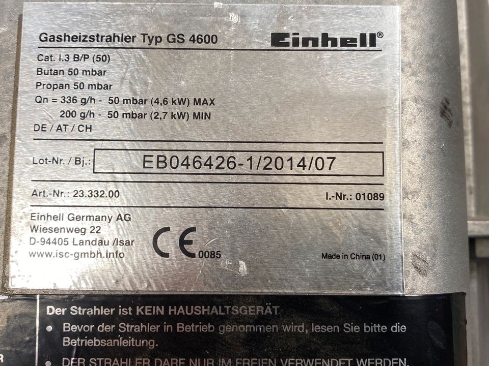 Einhell GS 4600 Gasheizstrahler.....Top Zustand in Bad Hersfeld