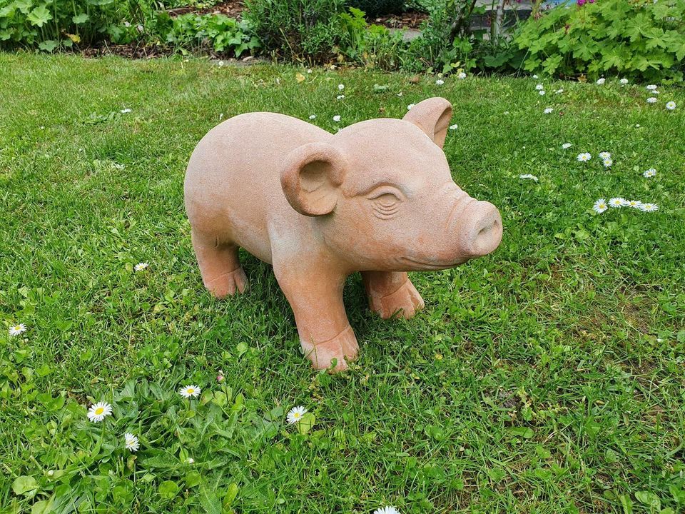 Gartendeko Ferkel schweres Tonmaterial in St. Leon-Rot