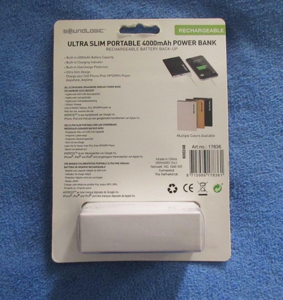 SOUNDLOGIC- ULTRA SLIM PORTABLE 4000 mAh POWER BANK*NEU* in Dresden