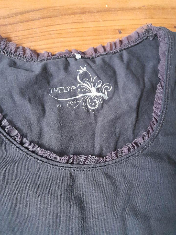 Tredy Gr 40 Braun Long Shirt Tunika mit Rüschen in Viersen