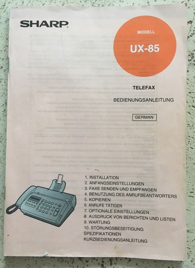 Telefax Sharp UX-85 Thermopapier-Fax incl. AB u. Anleitung. in Paderborn