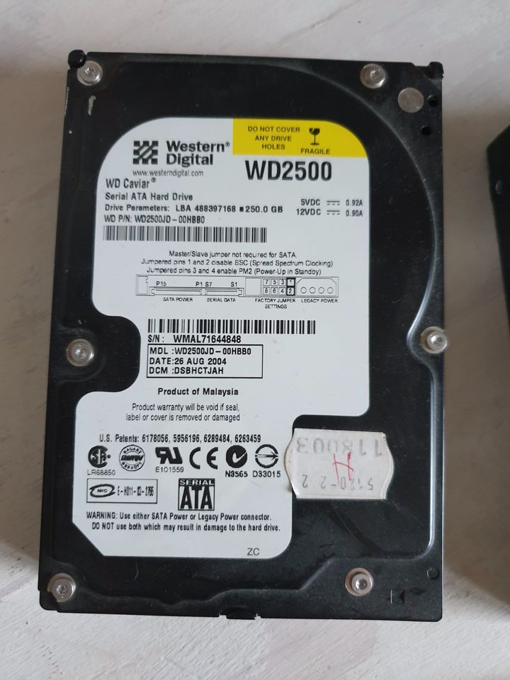 WD Blue HDD WD10EZEX 1TB WD2500 250GB Festplatte in Mönchengladbach