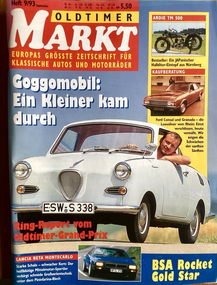 OldtimerMarkt 09/1993, Goggomobil, Lancia Beta, Ford , Ardie TM in Steinfeld