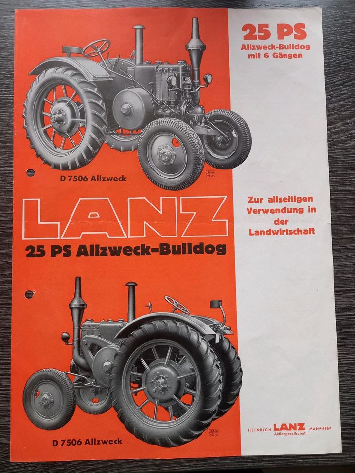 Lanz Bulldog Schlepper Traktor Oldtimer Prospekt Broschüre Daten in Erfurt