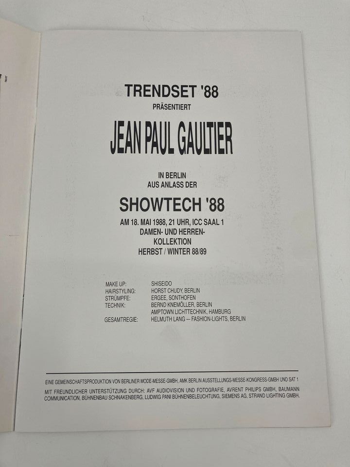 * ICONIC VINTAGE JEAN PAUL GAULTIER SHOWTECH 88 BERLIN FAIR FALL in Berlin