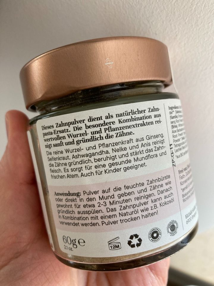 Zahnpulver Eliah Sahil Ginseng Nelke Bio vegan Zahnreinigung in Leipzig