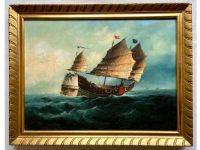 Altes Ölgemälde „Chinesische Dschunke“ Schiffsbild Kiel - Schreventeich-Hasseldieksdamm Vorschau