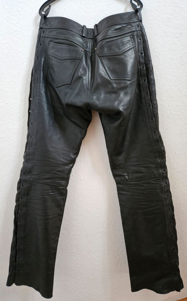 -Schnürlederjeans, Schnürlederhose, schwarz, Gr. 54- in Homberg (Efze)