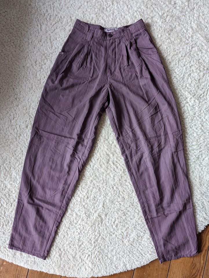 Vintage Hose Stoffhose high waisted Bundfalten 80s 80er violett in Kiel