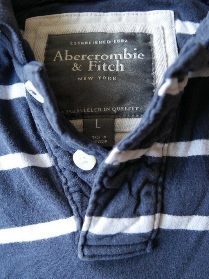 Abercrombie & Fitch Polo-Shirt, dunkelblau-weiß, Größe L in Bergisch Gladbach