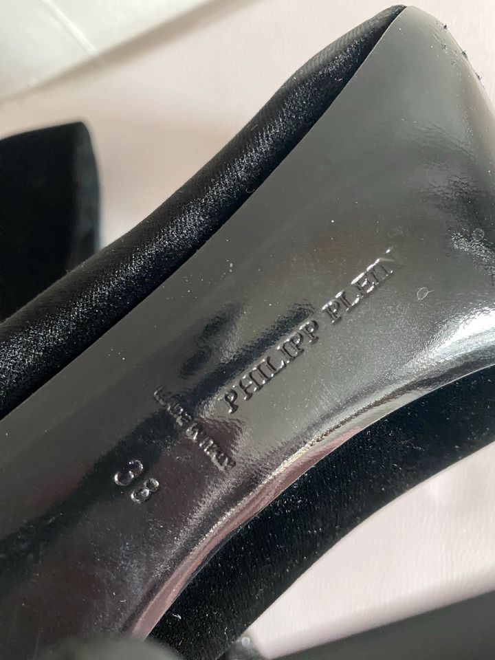 Original Philipp Plein Skull Samt High Heels Gr.38 Strass 1190,- in Düsseldorf