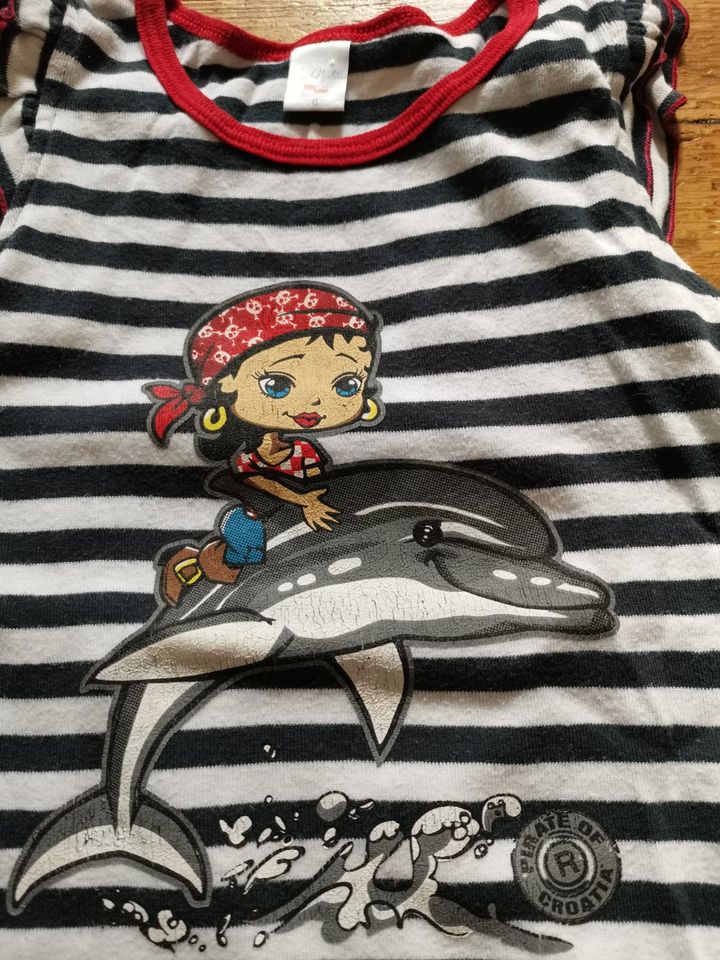 Shirt weiß schwarz gestreift Delfin Mädchen 110 /116 in Dresden
