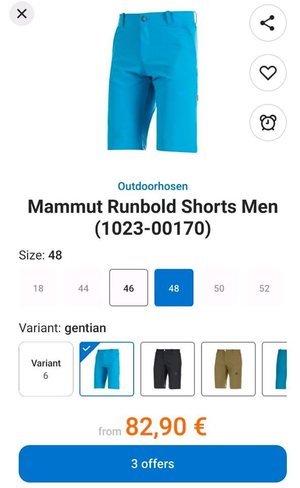 Statt90€ MAMMUT RUNBOLD Shorts Men kurze Ortvx Lundhgs Vaud in Dorfen