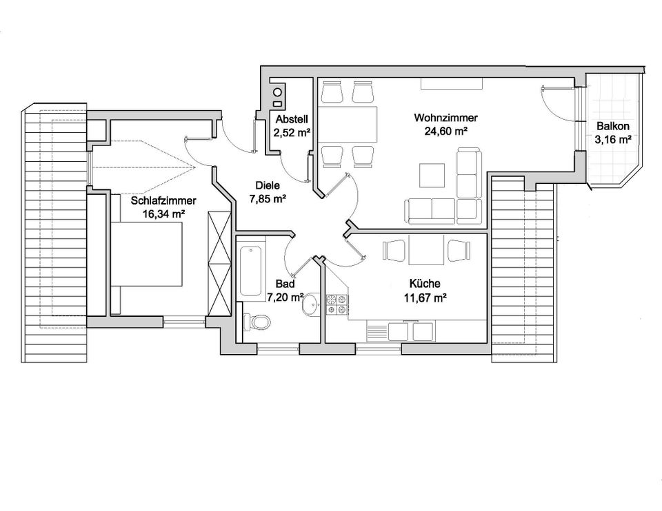 Zwei-Zimmerwohnung mit Balkon und Stellplatz in Erfurt