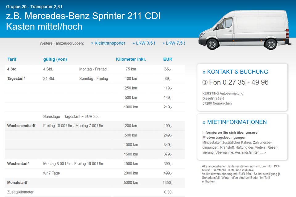 Transporter,Sprinter,Umzugswagen,Bulli,9-Sitzer mieten in Neunkirchen Siegerland