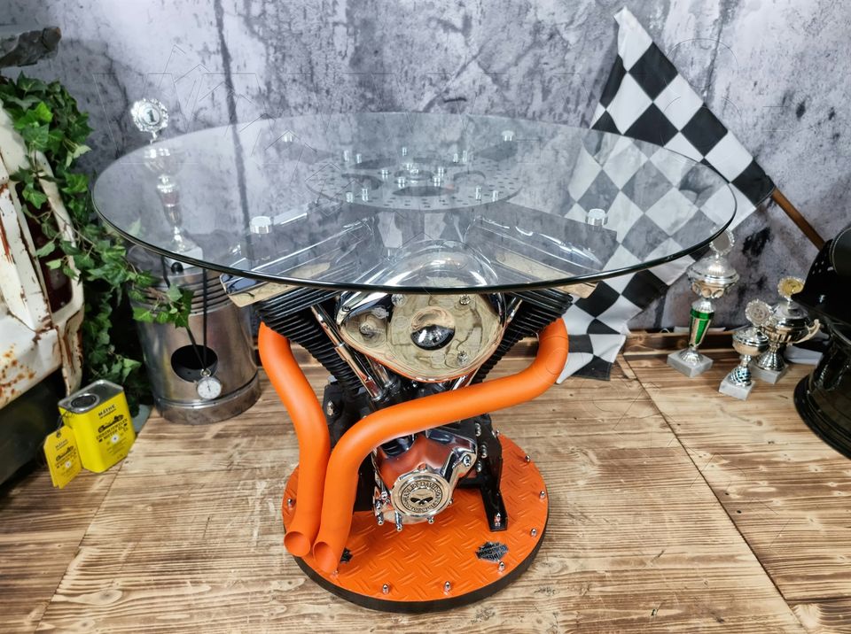 Motortisch "EVO orange Breakdisc" Motor Tisch V2 Harley Davidson in Rosche