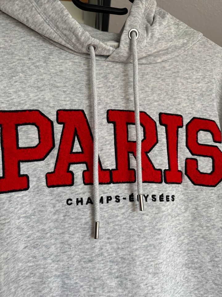 Hoodie Paris Grau rot Kapuzenpulli Kapuzenpullover warm M 38 in Ammerbuch