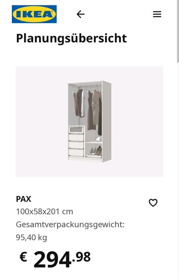 Ikea Pax Schrank Korpus, Kleiderschrank mit Schubladen in Oberhof